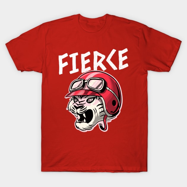 Fierce Pink Tiger Motorcycle Helmet Ready To Roll Fiercely Independent . T-Shirt by Dad and Co